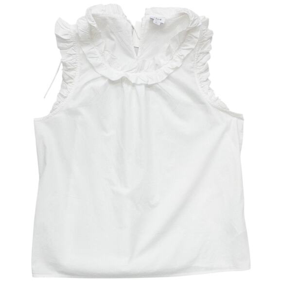 J Crew Ruffle Trim Cotton Poplin Top Sleeveless Tank Women's Large - Picture 2 of 5